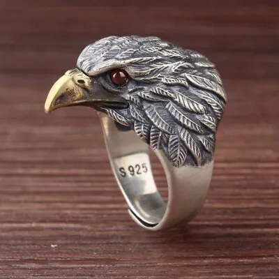Vintage Eagle Adjustable Ring 925 Sterling Silver Women Mens Jewellery Gift UK • £3.99