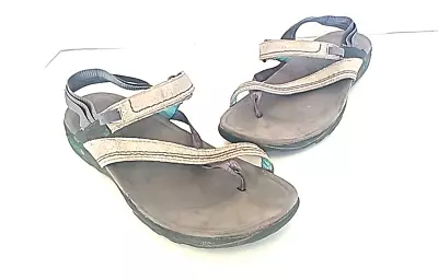 Merrell Mimosa Clove Drizzle Womens Size 9 Gray Aqua Thong Toe Sandals J57510 • $32.95