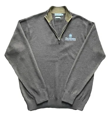 NWOT Peter Millar 4 Ply 100% Cashmere Half Zip Pullover Sweater Brown Medium Men • $79.99