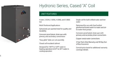 Cased USA Made Hydronic A Coil 5 Ton Chilled Hot Water Heat Exchanger Geothermal • $2596