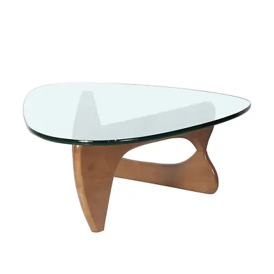 $459 • Buy Modern Coffee Table Side End Table Tempered Glass&Solid Wood Fit Noguchi Style