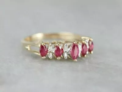 1Ct Marquise Red Ruby Lab-Created 14k Yellow Gold Plated Engagement Ring Women's • $74.24