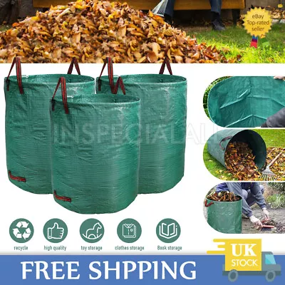 3x 272L Garden Waste 72Gallon Reusable Refuse Sack Leaves Grass Bin Rubbish Bags • £12.95