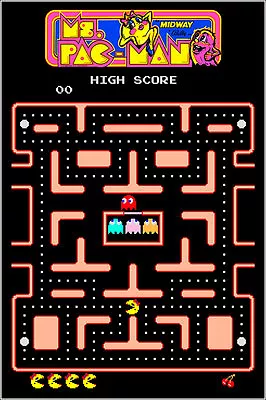 Ms. Pac-Man Authentic Arcade Marquee 24x36 Namco Video Game Giclee Art Poster • $24.99