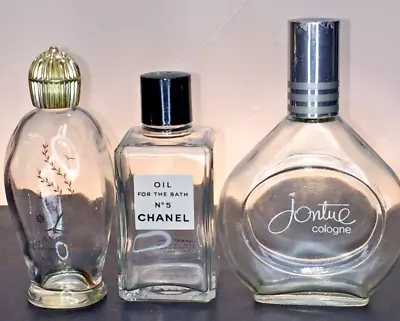 Vintage Empty Cologne Bottles Avon Persian Wood  Chanel Bath Oil & Jontue • £19.28