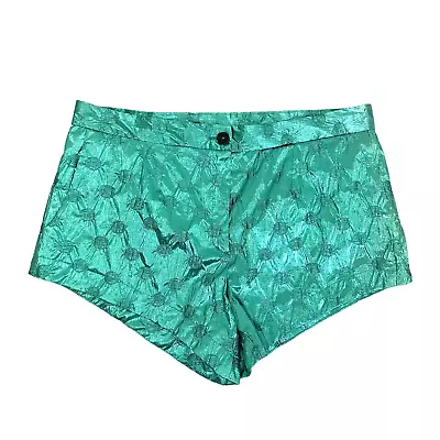 Modetrotter Metallic Jacquard Short Shorts Womens 38/8 Blue Green • $34.99