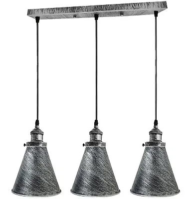 Vintage Ceiling Pendant Lights Industrial Metal Shade 3 Way Hanging Retro Lamp • £36.89