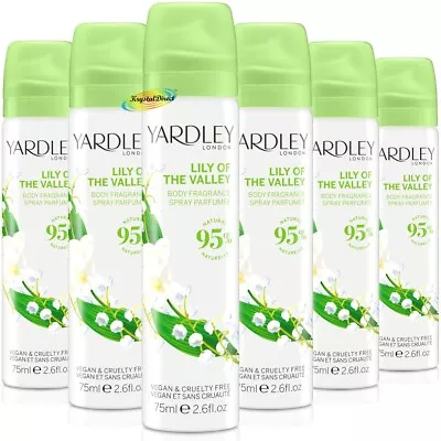 6x Yardley LILY OF THE VALLEY Body Spray Fragrance 75ml • £11.79