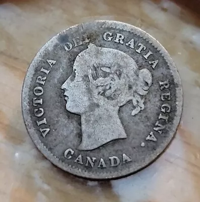 1872 H Canada Queen Victoria Silver 5 Cents Coin • $5.50