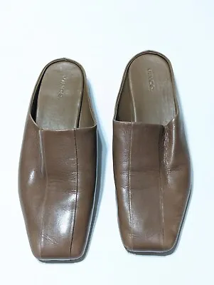 Vince Womens Brown Heeled Mules Size 10M Slip On Loafers Shoes Flats • $24.99