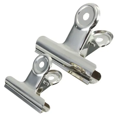 £1.75 • Buy Silver Chrome Metal Grips Bulldog Clips Letter Binder Paper Clamp Holder Office