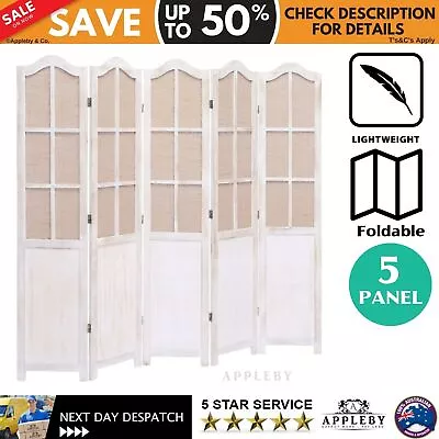 5 Panel Room Divider Vintage Style Wooden Partition Privacy Screen Separator • $241.18