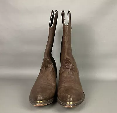 Men's Mastersons Boots Brown Leather Western Boots Size 8D RB886 Pointed Toe • $9.95