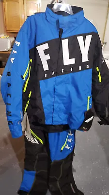 Fly Racing SNX Pro Snowmobile Suit Bibs And Jacket Blue And Black Men's 2X XXL • $279.99