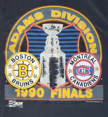 VTG 1990 T Shirt Boston Bruins Vs Montreal Canadiens Adams Division NHL RARE XL • $34.99