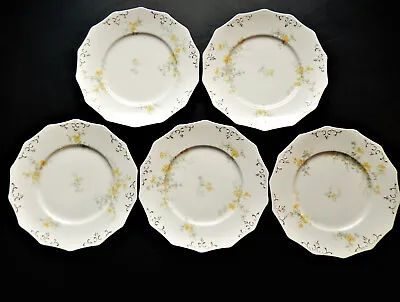 Antique Flower Plates 5 W. H. Grindley & Co England Semi-porcelain Luncheon • $17.99