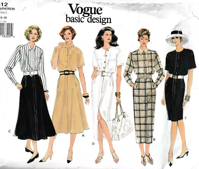 Vogue Basic Design 1312 C1994 Misses Dress Size 14-16-18 FF • $9.88