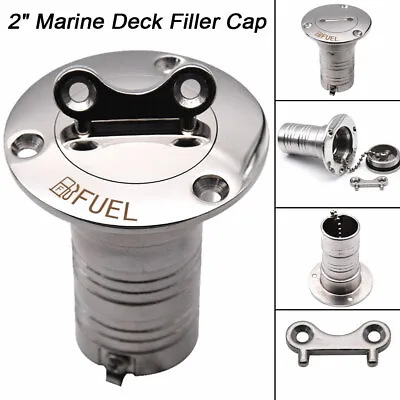 316 Stainless Steel Boat Marine 2  Keyless Cap Gas Fuel Tank Deck Fill Filler    • $23.16