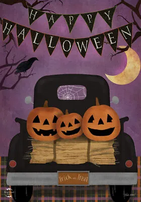 Happy Halloween Pumpkin Truck Jack O Lantern Fall Mini Window Garden Yard Flag • $8.97