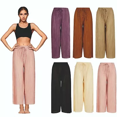 Ladies Womens 3/4 Cropped Culottes Crops Trousers Pedal Shorts Elasticated NEW • £7.95