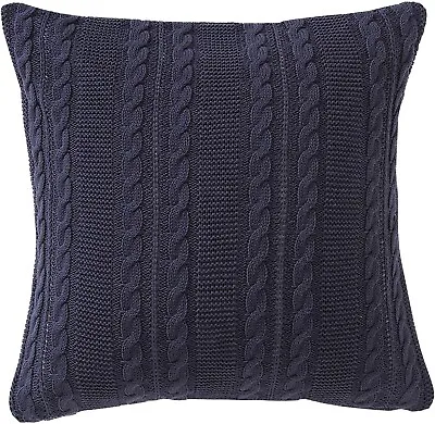 Abode Home Dublin Cable Knit Square Decorative Throw Pillow 18 X18  Navy Blue • £23.75