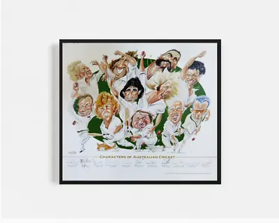 $195 • Buy FRAMED Characters Of Australian Cricket Poster - Signed By 11 Test Players