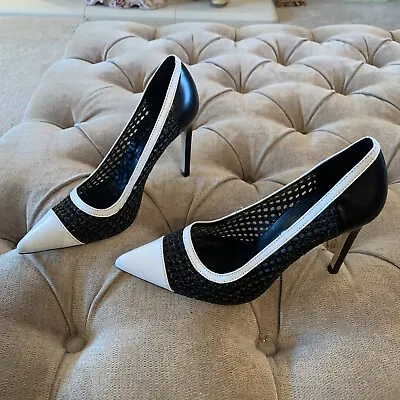 Zara Black And  White High Heel Court Shoes Size 37 • £8