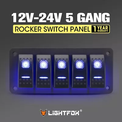$35.95 • Buy 5 Gang Rocker Switch Panel 12V 24V Pre Wired Blue LED Boat Caravan Marine Car