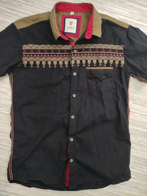 £16.99 • Buy Otto Western Style Shirt Black Red Brown Embroidered Pure Cotton Medium Size 38
