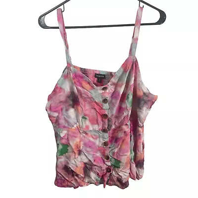 Torrid Women Plus Size 2 Watercolor Fit And Flare Tank Top Rayon Faux Button • $17.47