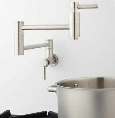 Signature Hardware CONTEMPORARY RETRACTABLE WALL-MOUNT POT FILLER BRUSHED NICKEL • $149.97