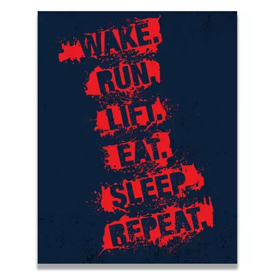 Run Repeat Gym Fitness Motivational Quotes Poster 11X14 Inches • $9.95