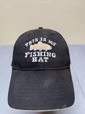 Black Strapback OSFA CAP HAT. This Is My Fishing Hat Embroidered Logo • $8.50