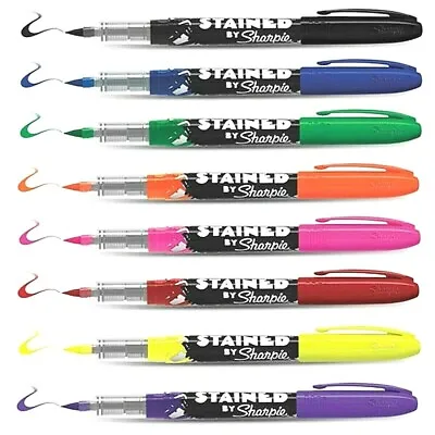 1x Sharpie STAINED Fabric Ink Marker Pen ~ Brush Tip / Nib CHOOSE FROM 8 Colours • £5