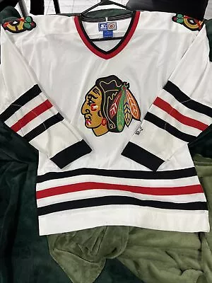 Vintage White Starter Chicago Blackhawks Jersey Sz.XL • $40