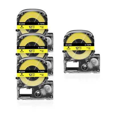 4PK Black On Yellow Compatible With Epson 212BYPX K-Sun KSun 212BY PX Tape 1/2  • $11.98