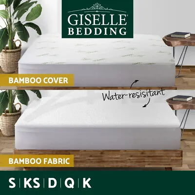 $29.95 • Buy Giselle Water-resistant Mattress Protector Bamboo Fibre Cotton Cover All Size