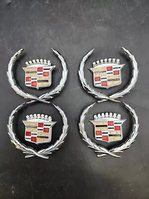 74 75 76 77 78 Cadillac Eldorado Fleetwood Hubcap Crest & Wreath Emblem Full Set • $300