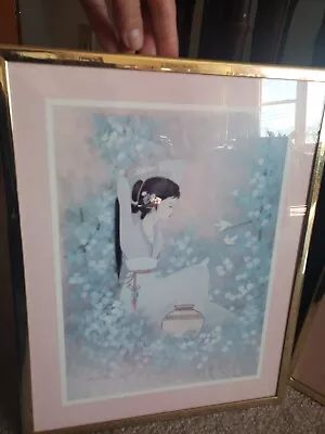 2 Framed Fine Art Prints Signed By T.C. CHIU Asian Women Mid Century • $58