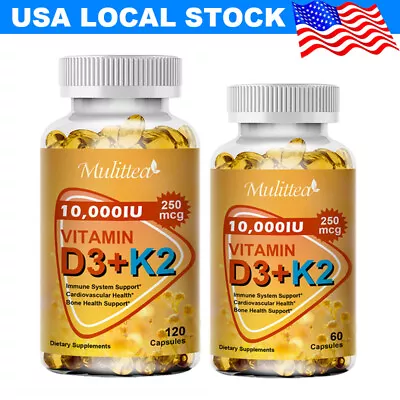 Vitamin K2 (MK7) With D3 10000 IU Supplement BioPerine Capsules Immune Health • $11.29