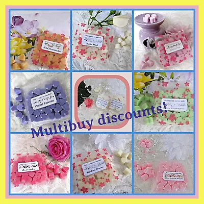 30 Highly Scented Soy Wax Melts Mini Hearts 50g Many Fragrances Good Discounts  • £3.35