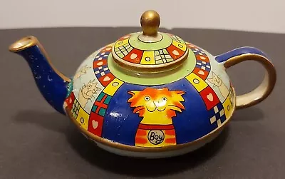 Charlotte Di Vita 1998 Enamel Miniature Teapot Cat Collage #H674 C. Maddicott... • $14.78