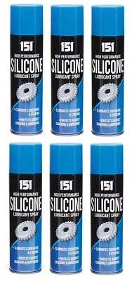 £10.73 • Buy 6 X 151 Silicone Lubricant Spray Eliminates Squeaking Sticking 200ml