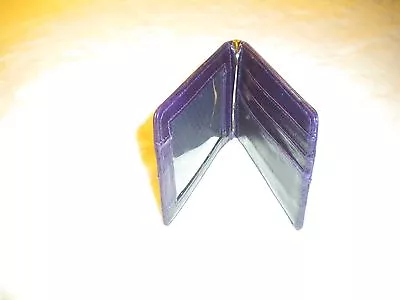  NEW Genuine Eel Skin PURPLE Leather Money Clip Wallet SLIM WITH A CLEAR WINDOW  • $10