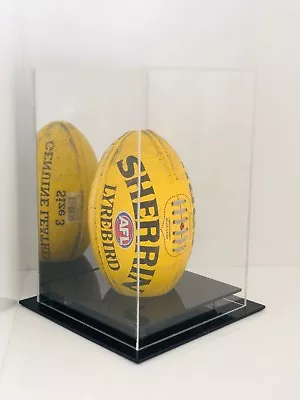 Football AFL Ball Acrylic Perspex Display Case Vertical Mirror Backing • $109