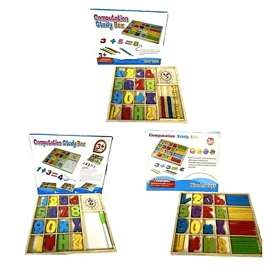Wood Computation Study Box Wooden Educational Mathematics Abacus  UK Seller • £5.49