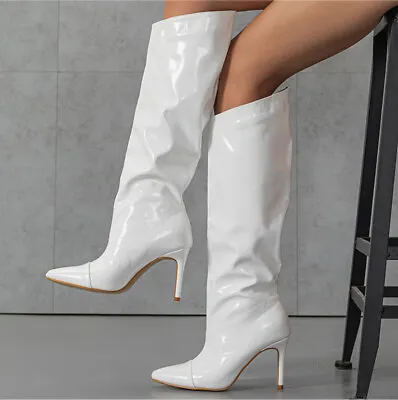 Womens Pointed Toe Vintage Zipper High Heel Over The Knee Boots Riding Boots • $59.05