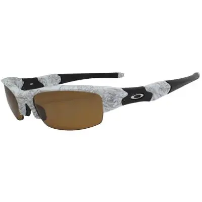 Oakley Custom Polarized Flak Jacket White Text Bronze Lens Sports Sunglasses • $129.14