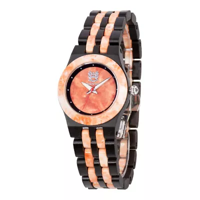 Black Oak Natural Wood And Marble Womens Watch 36MM  Wooden Case 30M WR Luminous • $33.14