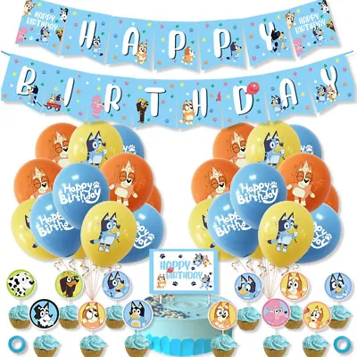 Bluey Bingo Children's Birthday Decoration Party Set Balloon Banner Cake Topper • £4.55